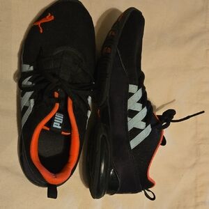 Puma Womens Black/ Neon Orange/ Light Blue Sneakers